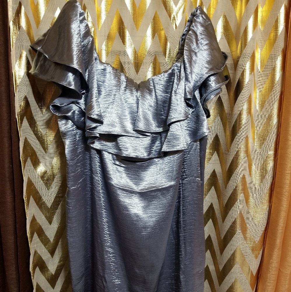 Ice blue satin mini dress